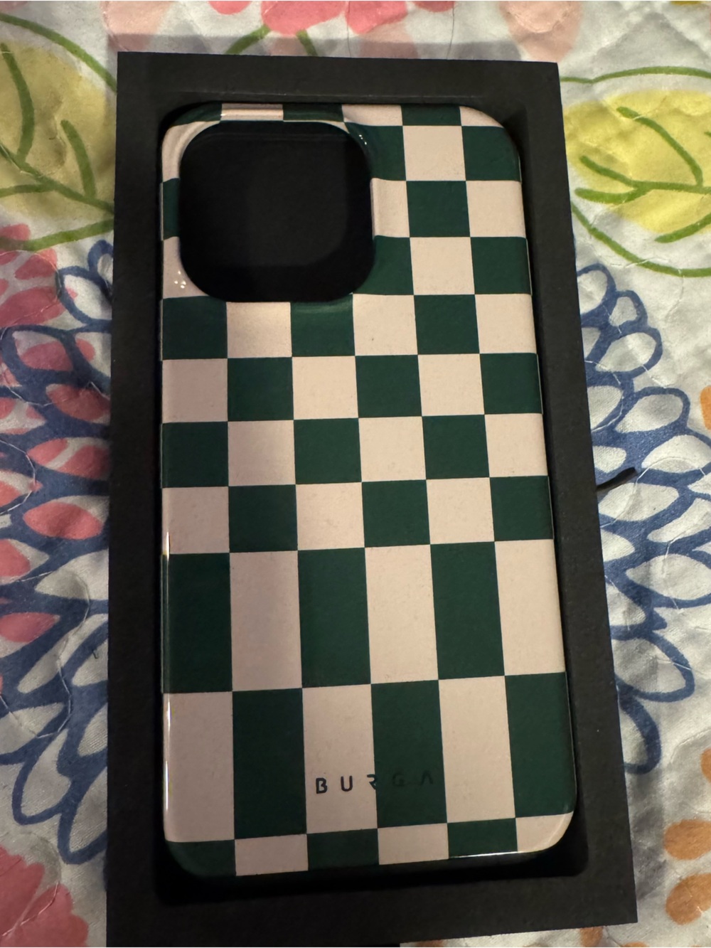 New iPhone 13 Pro burga green checkered phone case